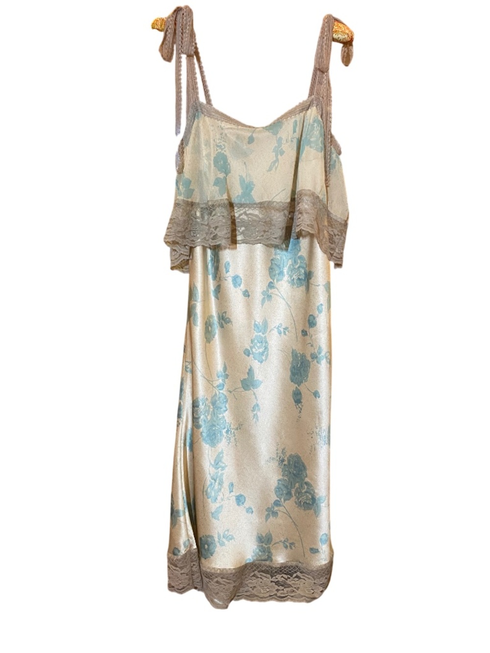 Plenty by Tracy Reese Y2K 100% Silk Blue Floral Lace Slip Dress 4 S NWOT